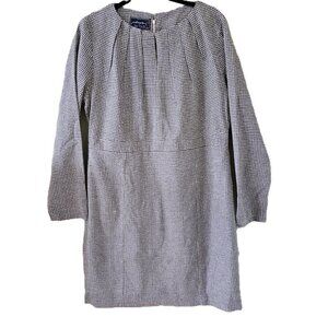 Johnnie-O retro look pintuck front LS houndstooth gray lined silk mini dress XXL